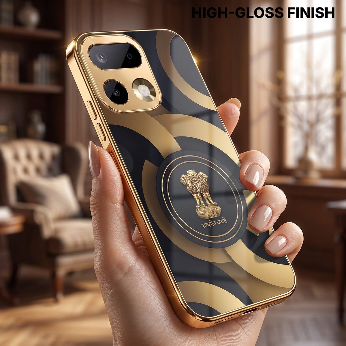 Realme 16 Pro+ 5G Royal Emblem Gold Electroplated Glass Phone Back Case