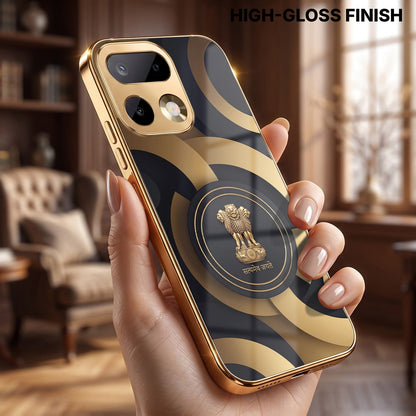 Realme 16 Pro+ 5G Royal Emblem Gold Electroplated Glass Phone Back Case