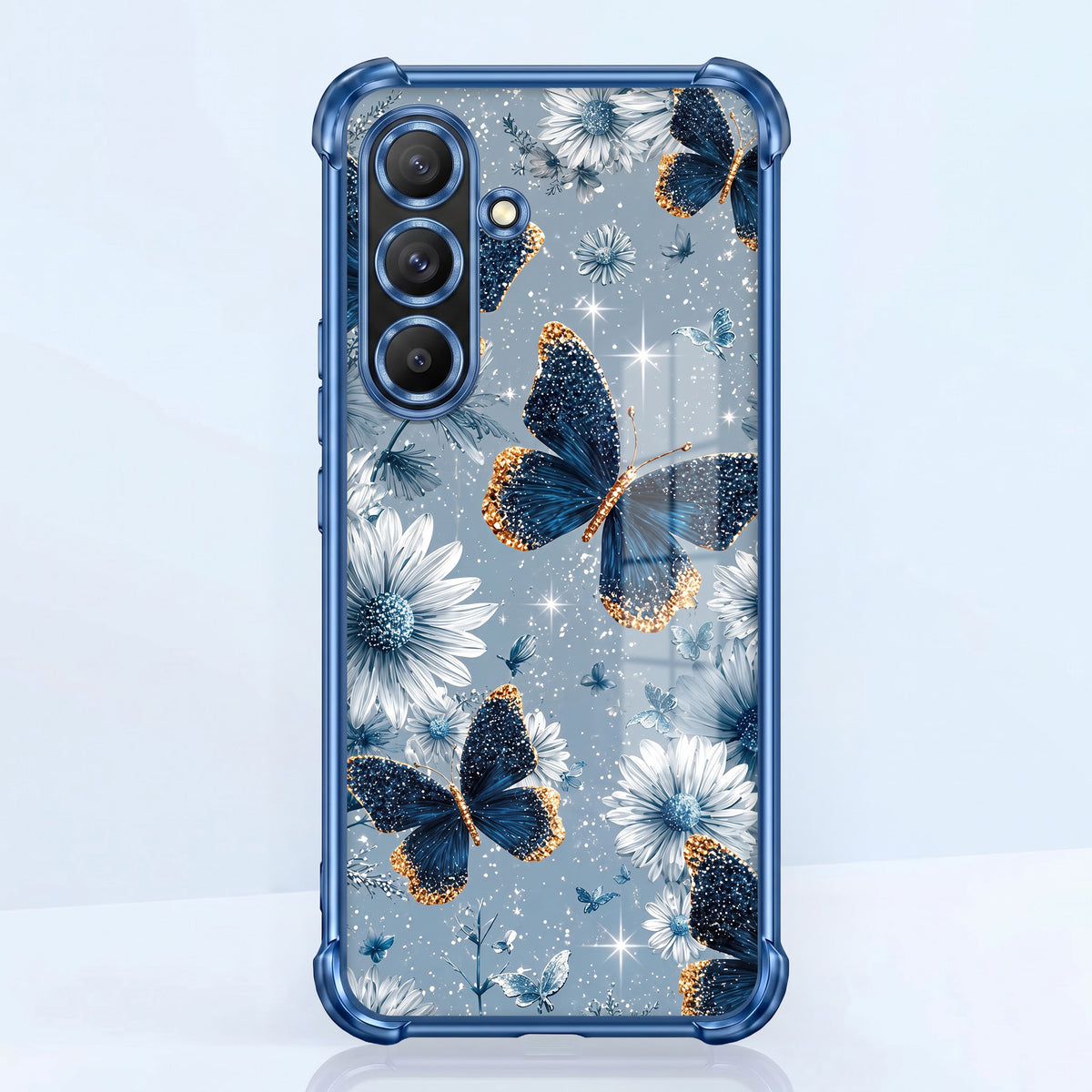 Samsung Galaxy A36 5G Blue Butterfly Floral Airbags Printed Back Case