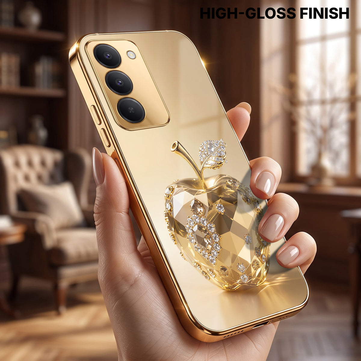 Redmi 15 5G Golden Apple Gold Electroplated Glass Phone Back Case