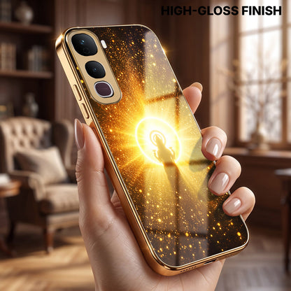 Vivo Y400 Pro 5G Lakshmi Sacred Gold Electroplated Glass Phone Back Case