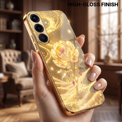 Samsung Galaxy A36 5G Golden Rose Elegance Gold Electroplated Glass Phone Back Case