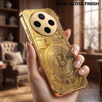 Vivo X300 5G Bitcoin Gold Electroplated Glass Phone Back Case
