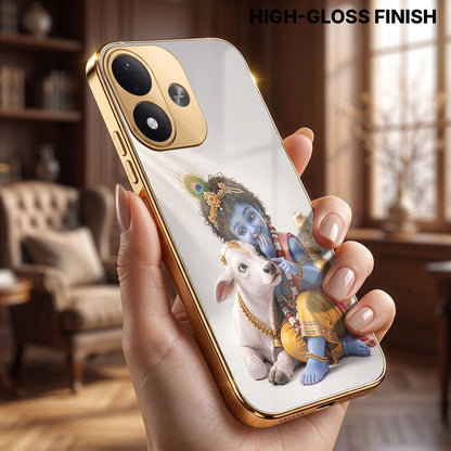 Redmi Note 17 5G Bal Krishna Blessings Gold Electroplated Glass Phone Back Case