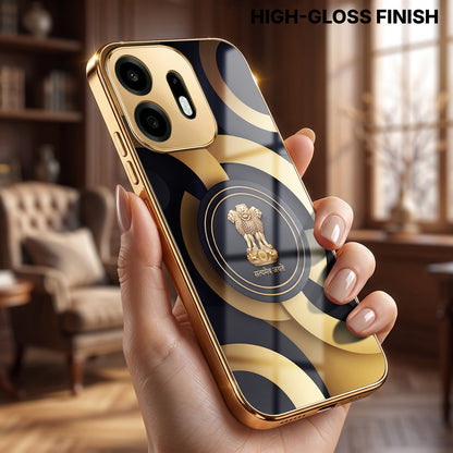 OnePlus N6 5G Royal Emblem Gold Electroplated Glass Phone Back Case