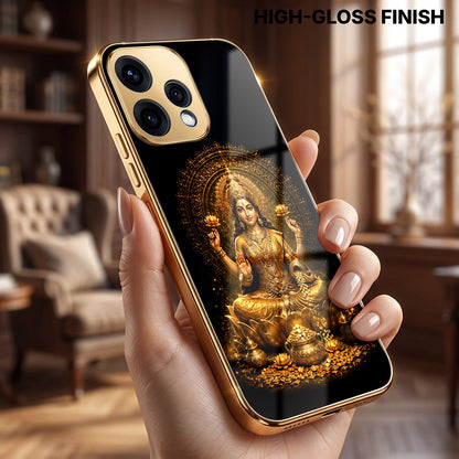 Oppo Reno 15 5G Golden Maa Lakshmi Gold Electroplated Glass Phone Back Case