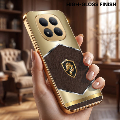 Redmi Note 15 Pro+ 5G Dragon Crest Gold Electroplated Glass Phone Back Case
