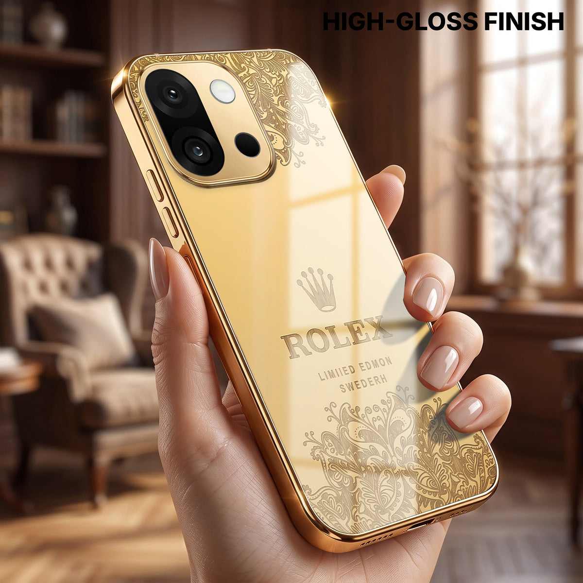 OnePlus 13s 5G Rolex Crown Gold Electroplated Glass Phone Back Case