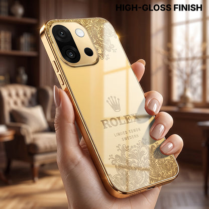 OnePlus 13s 5G Rolex Crown Gold Electroplated Glass Phone Back Case