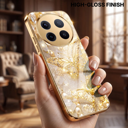 Vivo X300 Pro 5G Golden Butterfly Gold Electroplated Glass Phone Back Case