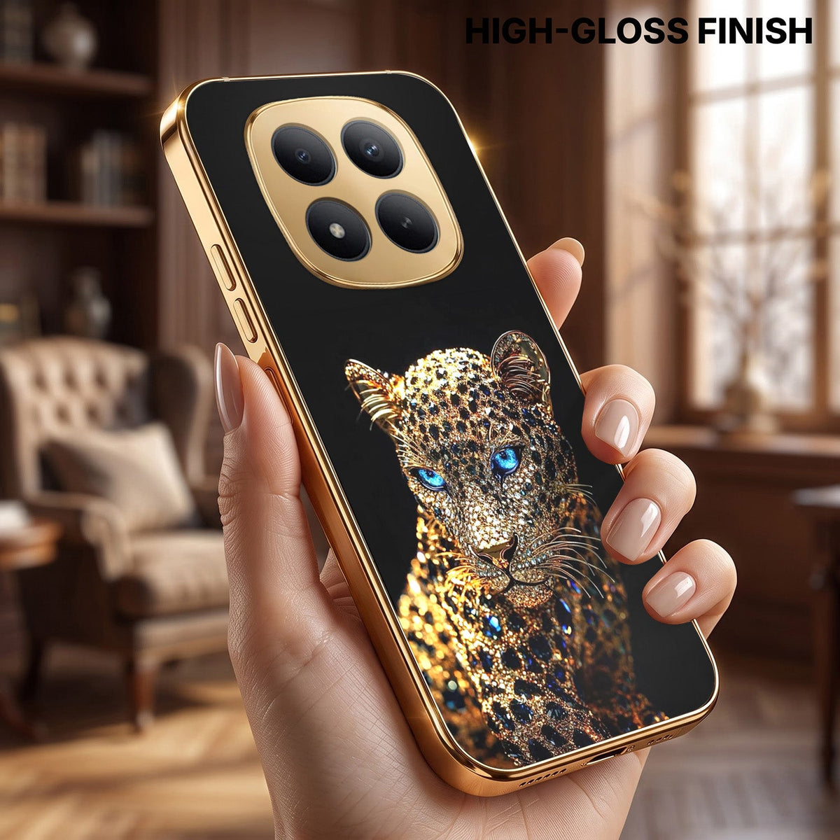 Redmi Note 15 Pro+ 5G Panther Gold Electroplated Glass Phone Back Case