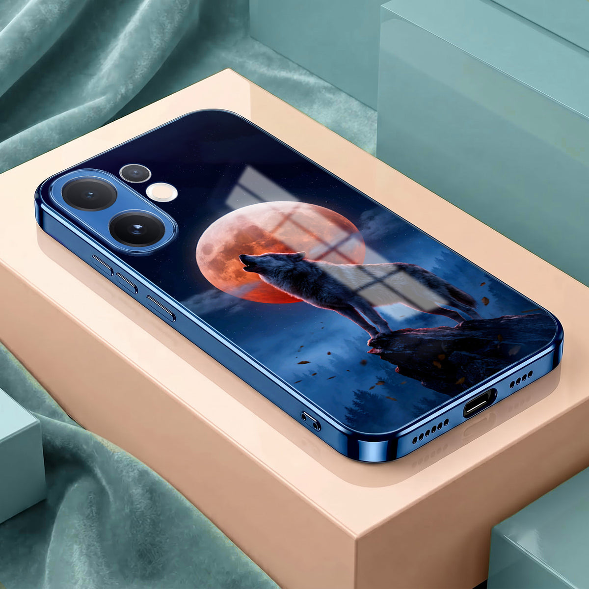 Vivo V60 5G Lunar Wolf Blue Electroplated Glass Phone Back Case