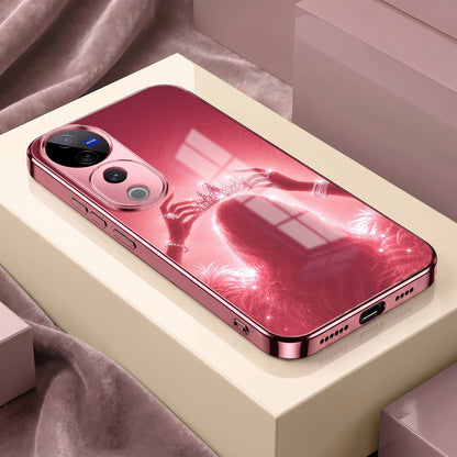 Vivo V40 Pro 5G Luxury Crown Queen Pink Electroplated Glass Phone Back Case