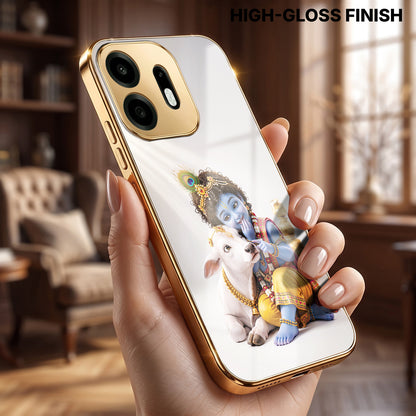 OnePlus N6 5G Bal Krishna Blessings Gold Electroplated Glass Phone Back Case