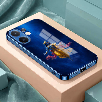 Vivo V60 5G Lord Krishna Blue Electroplated Glass Phone Back Case