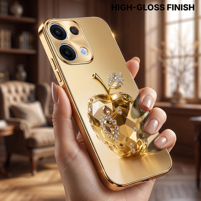 Oppo Reno 13 5G Golden Apple Gold Electroplated Glass Phone Back Case