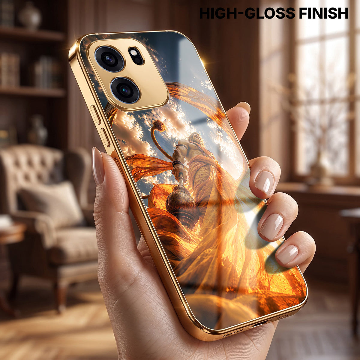 OnePlus Nord CE6 5G Divine Hanuman Gold Electroplated Glass Phone Back Case