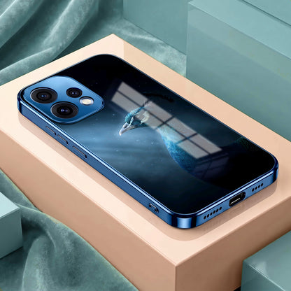 Oppo Reno 15 5G Royal Peacock Blue Electroplated Glass Phone Back Case