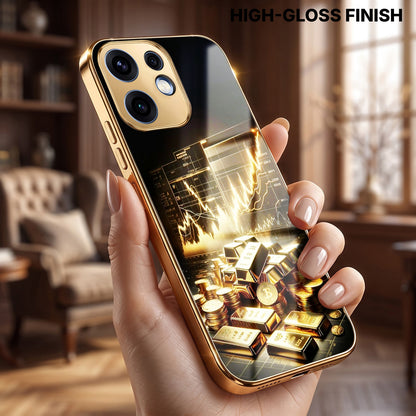 Oppo Reno 16 5G Luxury Wealth Trader Gold Electroplated Glass Phone Back Case