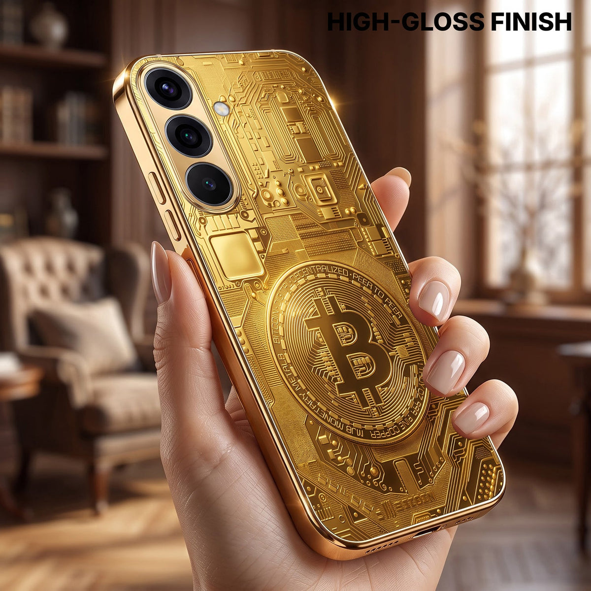 Samsung Galaxy A36 5G Bitcoin Gold Electroplated Glass Phone Back Case