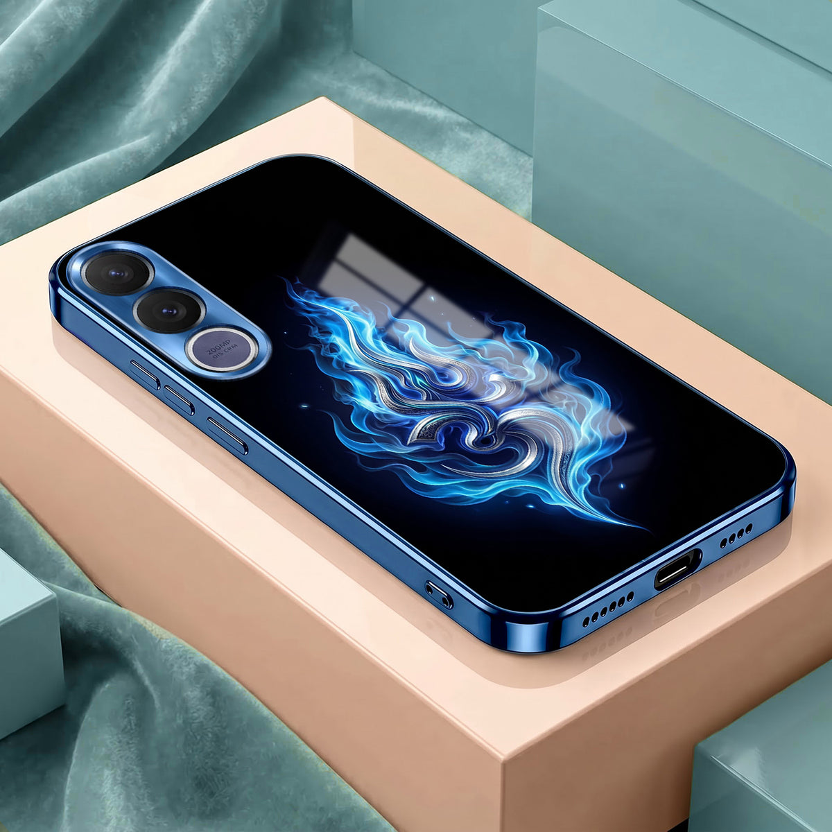 Vivo V70 FE 5G Blue Flame OM Blue Electroplated Glass Phone Back Case