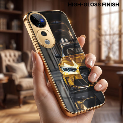 Vivo V40 Pro 5G Golden BMW Gold Electroplated Glass Phone Back Case