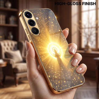 Samsung Galaxy A36 5G Lakshmi Sacred Gold Electroplated Glass Phone Back Case