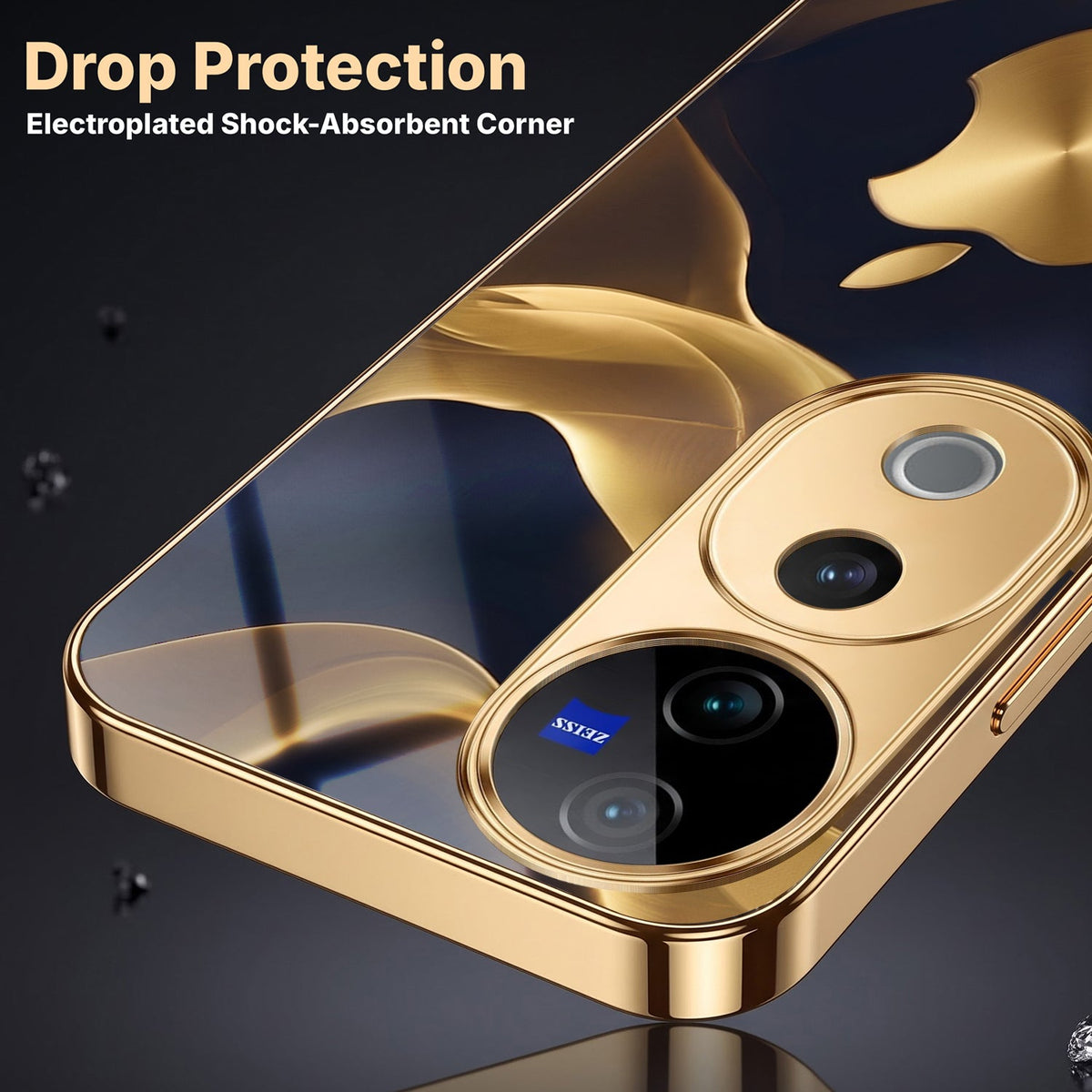 Vivo V40 Pro 5G Luxury Wave Gold Electroplated Glass Phone Back Case