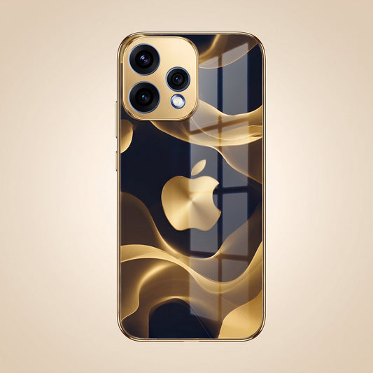 Oppo Reno 15 5G Luxury Wave Gold Electroplated Glass Phone Back Case
