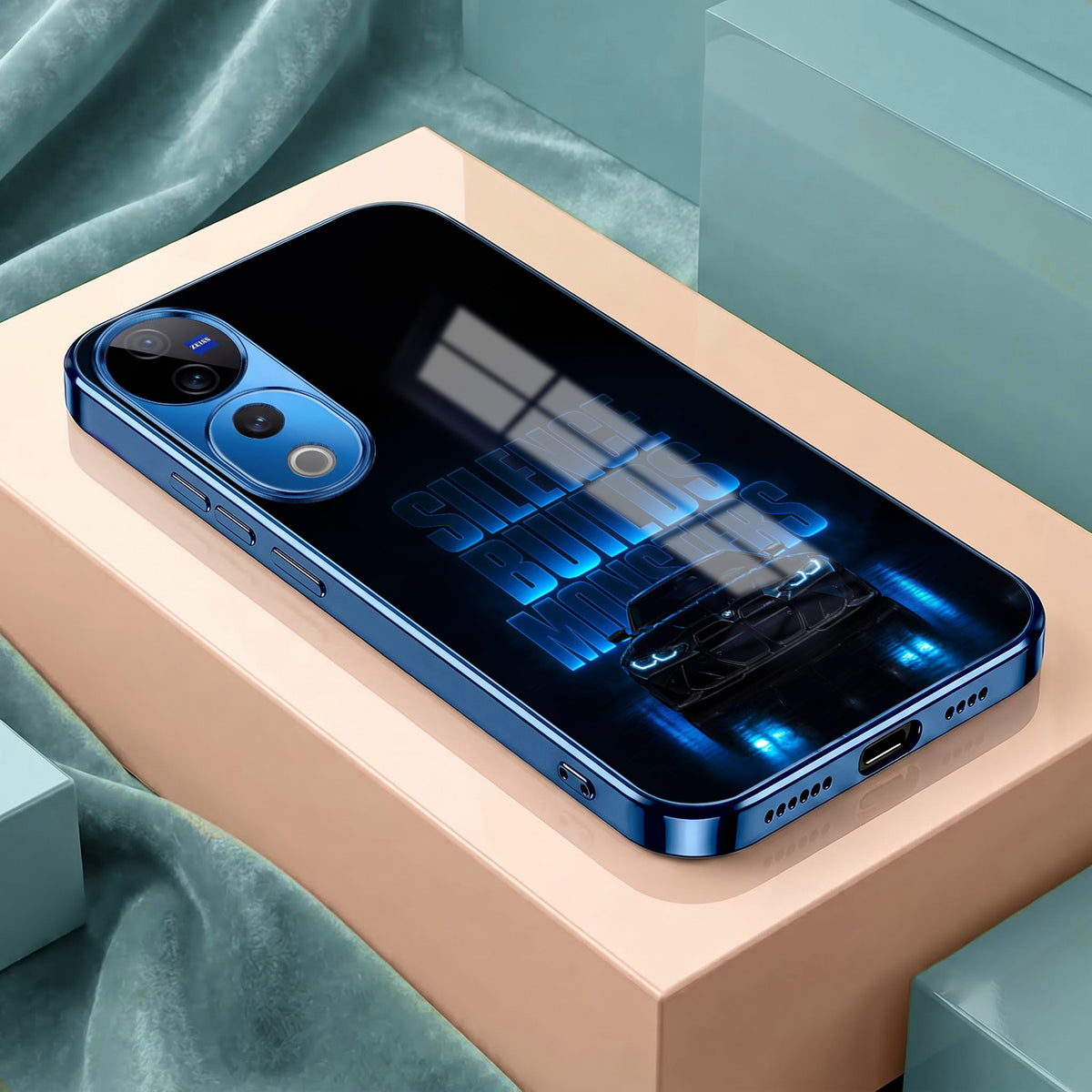 Vivo V40 Pro 5G Silence Build Monsters Blue Electroplated Glass Phone Back Case