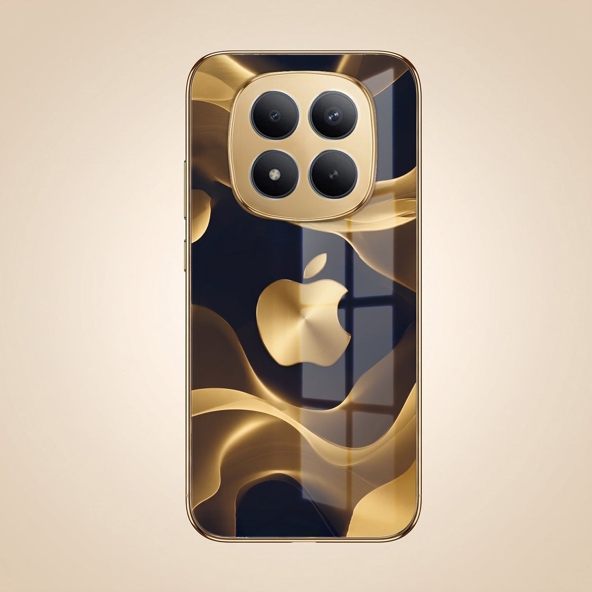 Redmi Note 15 Pro+ 5G Luxury Wave Gold Electroplated Glass Phone Back Case