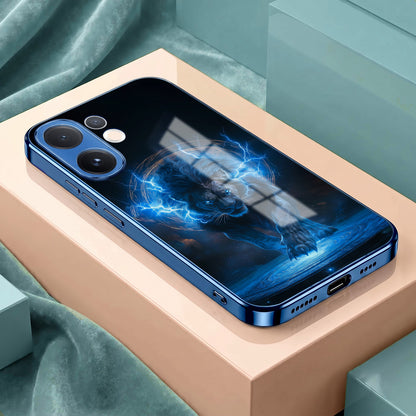 Vivo V60 5G Thunder Titan Lion Blue Electroplated Glass Phone Back Case