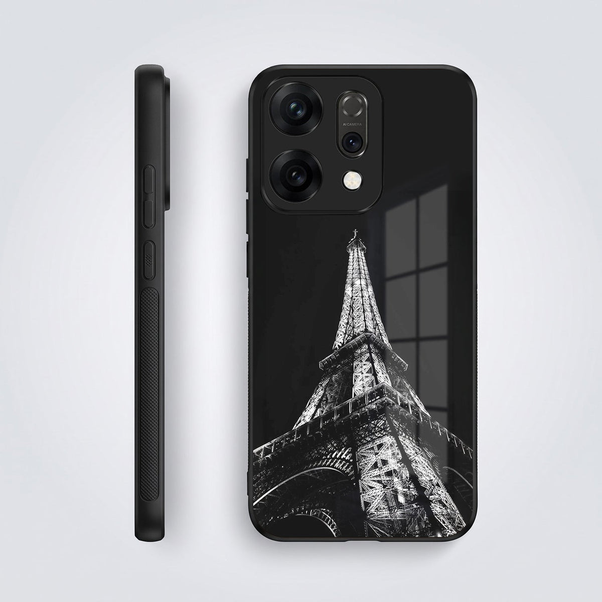 Oppo Reno 14 5G Premium Acrylic Shockproof Glass Back Case (Eiffel Tower)