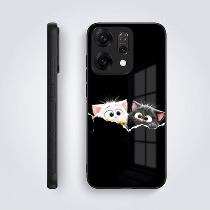 Oppo Reno 14 5G Premium Acrylic Shockproof Glass Back Case (Cute Paws)
