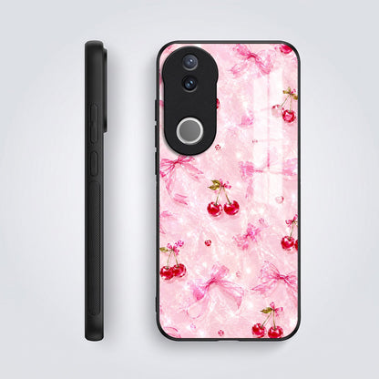 Vivo V50 5G Pink Cherry Blossom Acrylic Glass Back Case