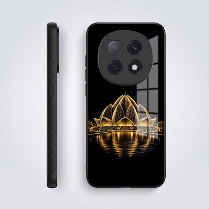 Oppo F29 Pro 5G Premium Acrylic Shockproof Glass Back Case (Golden Lotus)