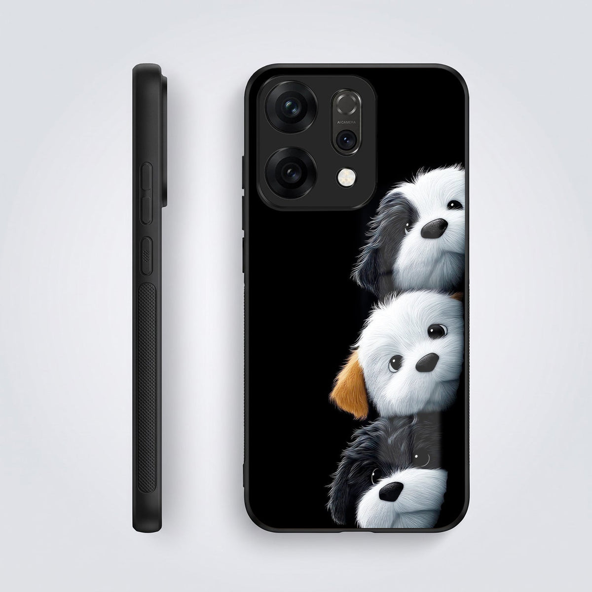 Oppo Reno 14 5G Premium Acrylic Shockproof Glass Back Case (Fluffy Puppies)