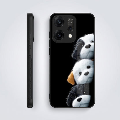 Oppo Reno 14 5G Premium Acrylic Shockproof Glass Back Case (Fluffy Puppies)