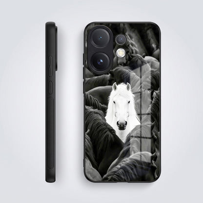 Vivo V60 5G Premium Acrylic Shockproof Glass Back Case (Mystic Stallion)