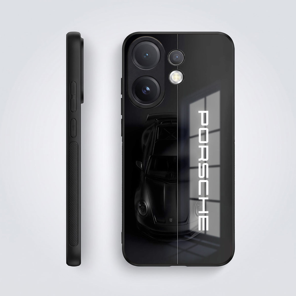 Vivo V60 5G Premium Acrylic Shockproof Glass Back Case (Black Porsche)