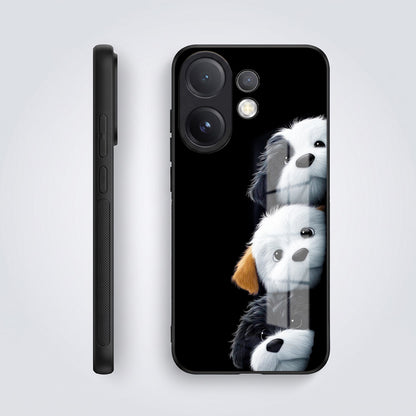 Vivo V60 5G Premium Acrylic Shockproof Glass Back Case (Fluffy Puppies)
