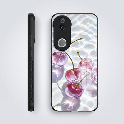Vivo V50 5G Purple Transparent Cherry Acrylic Glass Back Case