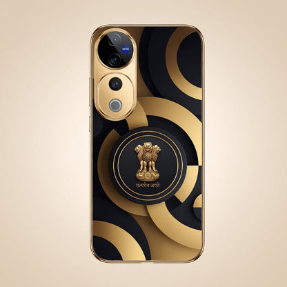 Vivo V40 Pro 5G Royal Emblem Gold Electroplated Glass Phone Back Case