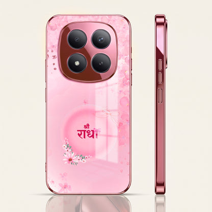Redmi Note 15 Pro+ 5G Luxury Shree Radha Pink Electroplated Glass Phone Back Case