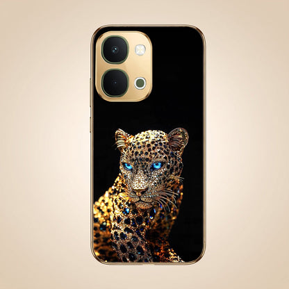 Vivo T5x 5G Panther Gold Electroplated Glass Phone Back Case