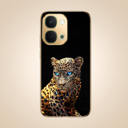 Vivo Y51 Pro 5G Panther Gold Electroplated Glass Phone Back Case
