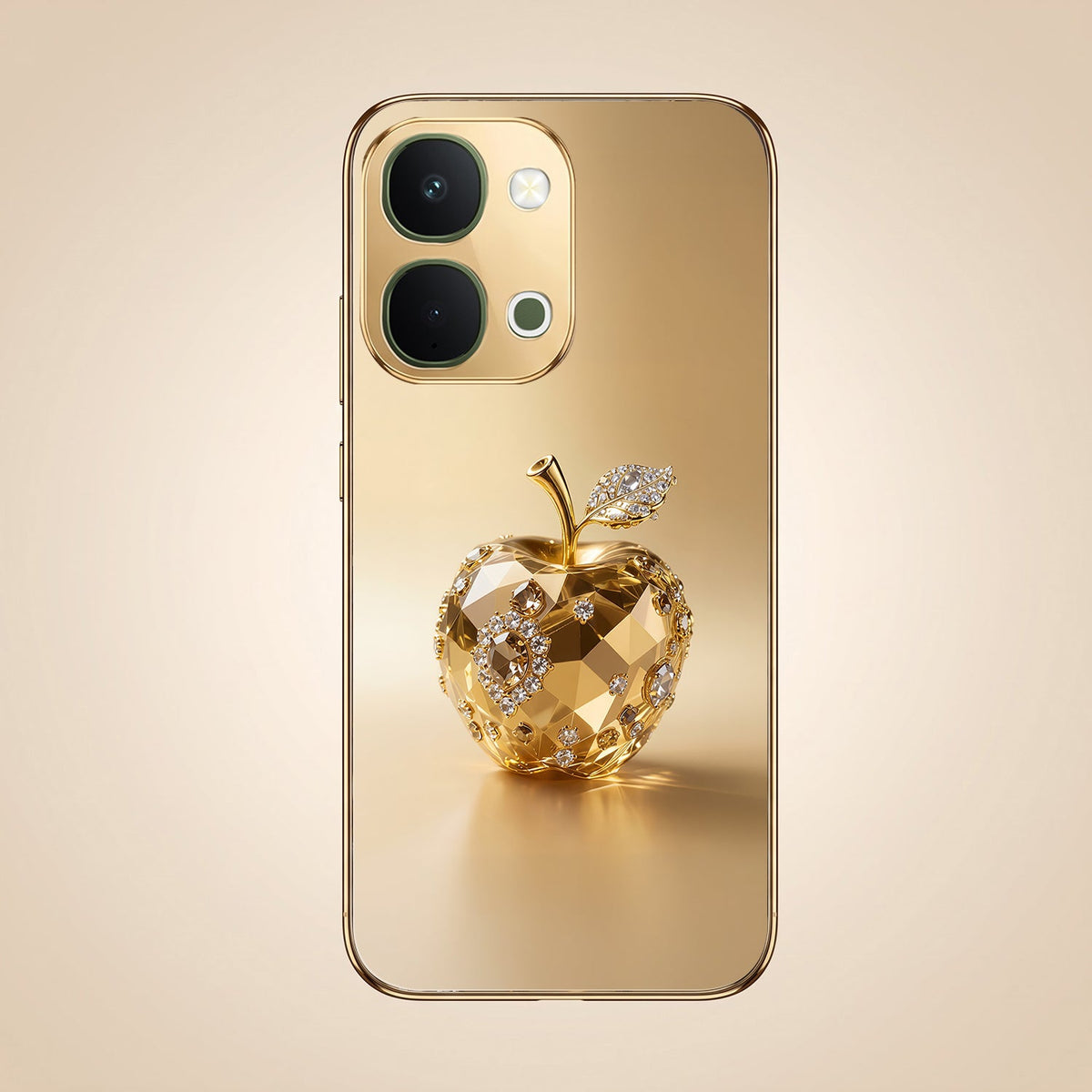 Vivo T5x 5G Golden Apple Gold Electroplated Glass Phone Back Case