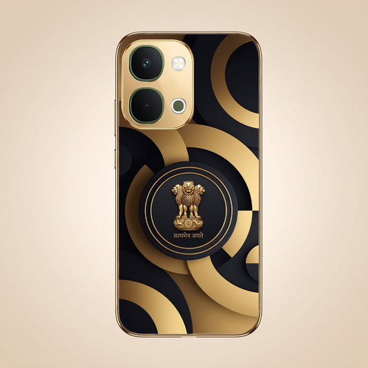 Vivo Y51 Pro 5G Royal Emblem Gold Electroplated Glass Phone Back Case