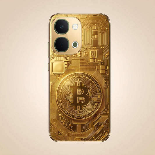 Vivo Y51 Pro 5G Bitcoin Gold Electroplated Glass Phone Back Case
