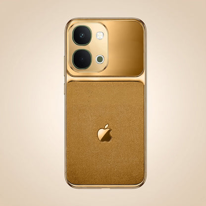Vivo T5x 5G Royal Touch Apple Gold Electroplated Glass Phone Back Case